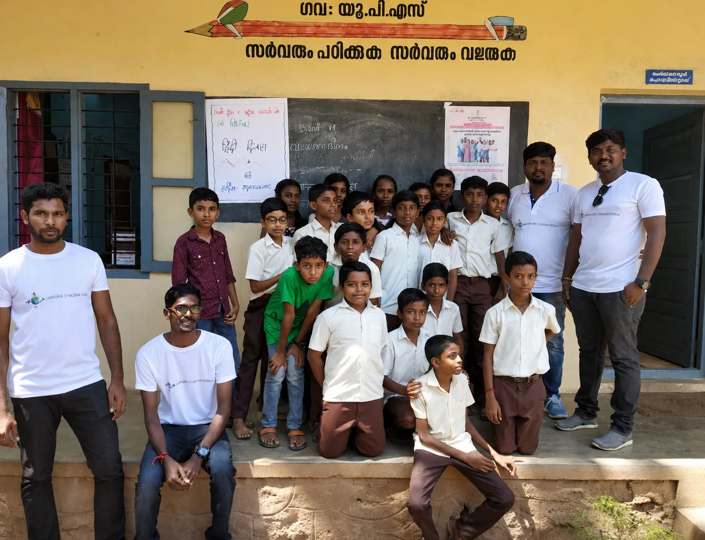 Students with vShare Foundation volunteers at school